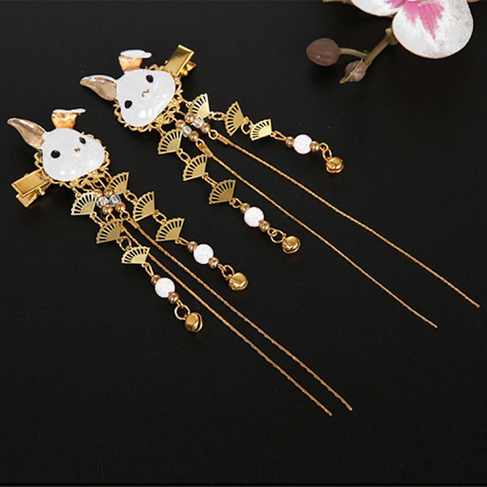 Cos Props Cute Handwork Tassels Kimono Hanfu Rabbit Hair Accessories Hair Clip Hairpin