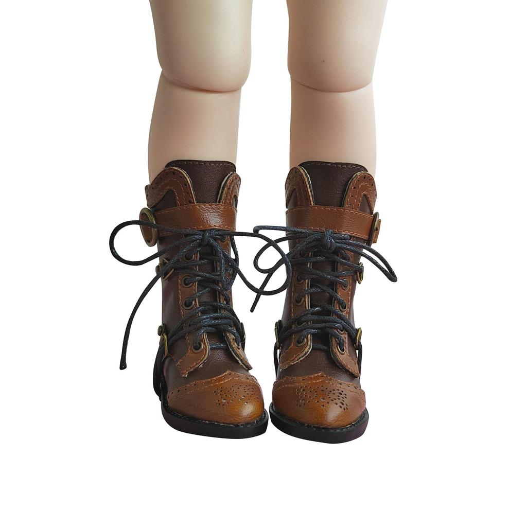 [Dolly Para] Doll boots, 4-minute, boys and girls, Kumako stacked genuine leather boots (brown)