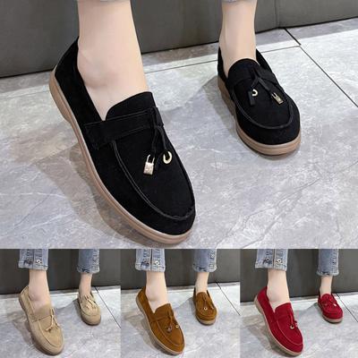 Damen Freizeitkleidschuhe Niedriger Absatz Mode Vier Jahreszeiten Damen Freizeitschuhe Flacher Boden Rutschfest Runde Spitze Slip Zapatos De Mujer