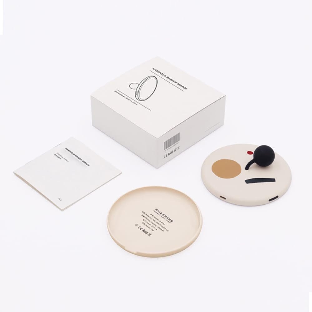 MUID Handspiegel mit tragbarem Kompaktspiegel mit niedlich und perfekt für einstellbares USB-Geschenklicht, LED, stilvoll, für Nachbesserungen, 11,5 cm, klein, Helligkeit,