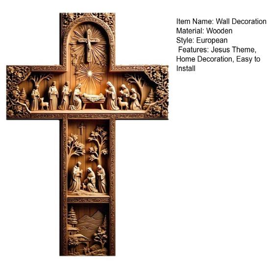 Yousheng Vintage Jesus Christ Wall Decoration 2D Wooden Savior Wall Art Home Office Living Room Bedroom Wall Hanging Christian Religious Ornament