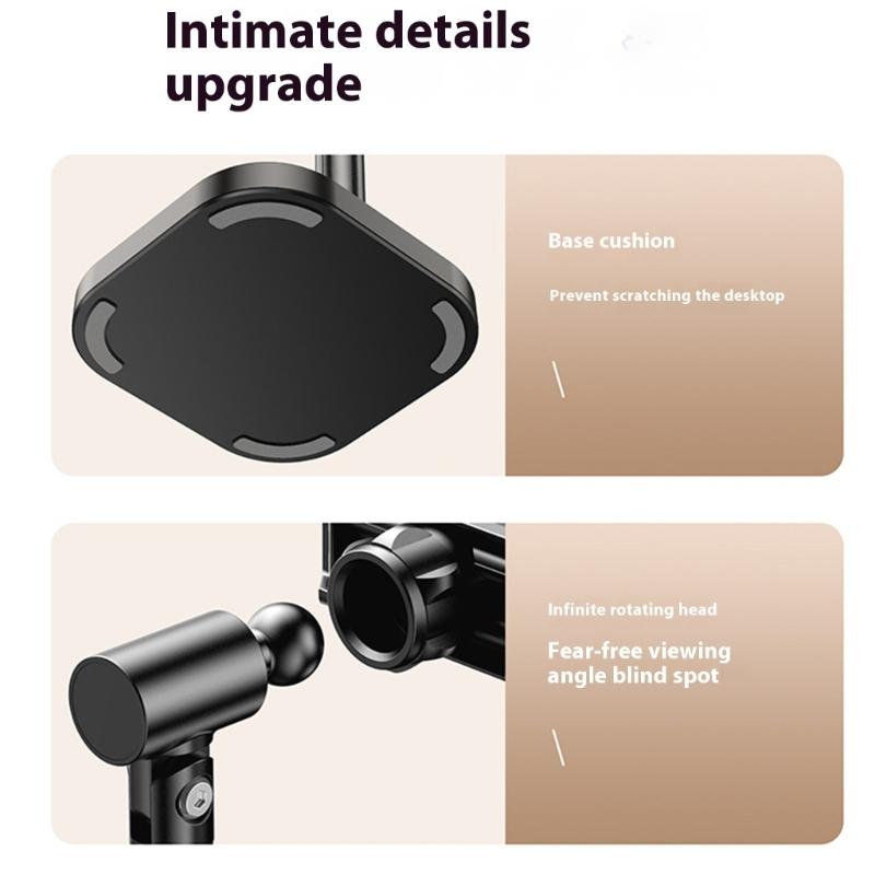 Multiple Angle Rotating Phone Mount Height Extendable From 24cm To 36cm Stable Metal Base For Mobile Devices And Tablets