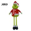 Christmas Tree Ornament Green Elf Plush Toy, Soft Stuffed Animal Doll with Standing Retractable Long Leg for Holiday Home Fireplace Mantel Decor Party