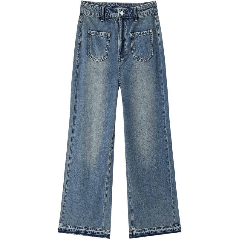 EICHITOO Retro Fashion Denim Wide-Leg Pants S