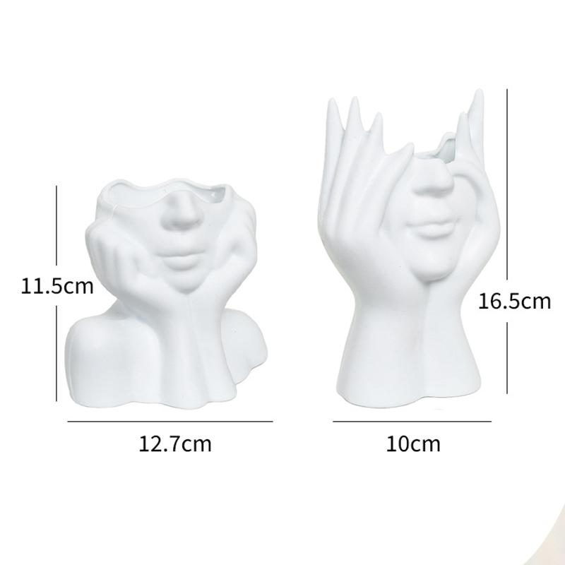 Gesicht Körper Kunst Make-up Pinselhalter Schreibtisch Aufbewahrungs-Organizer Badezimmer Kosmetik Aufbewahrungsbox Halbgesichts Porträt Kunst Vase Dekor