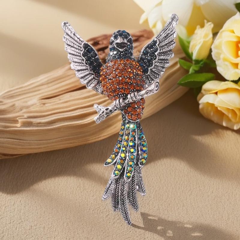 Elegante Broche de Coruja de Cabeça Dupla: Broche Criativo Transfronteiriço para Mulheres com Charme Exagerado e Estilo Refinado