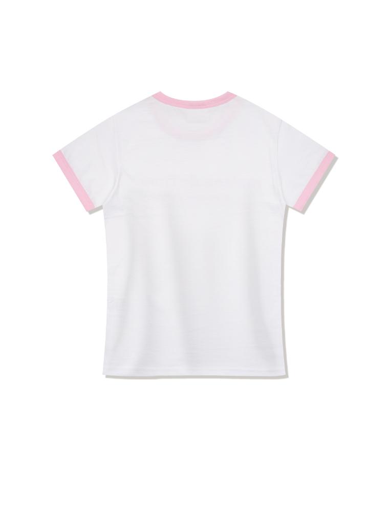LA MAISON STUDIO Essential Logo Slim Fit Short Sleeve T-Shirt White Pink (Fcg2Ts772W)