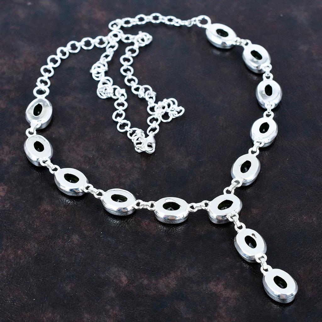 Faceted Peridot Necklace 925 Sterling Silver Necklace Adjustable Chain Necklace Very Pretty Gemstone Jewelry Handmade Necklace Gifts for Mom