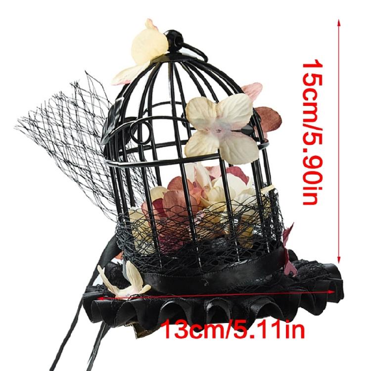 Dark Series Birdcage Miniature Hat Hair Pin with Flower Decors Vintage Headpiece For Wedding and Special Occasion