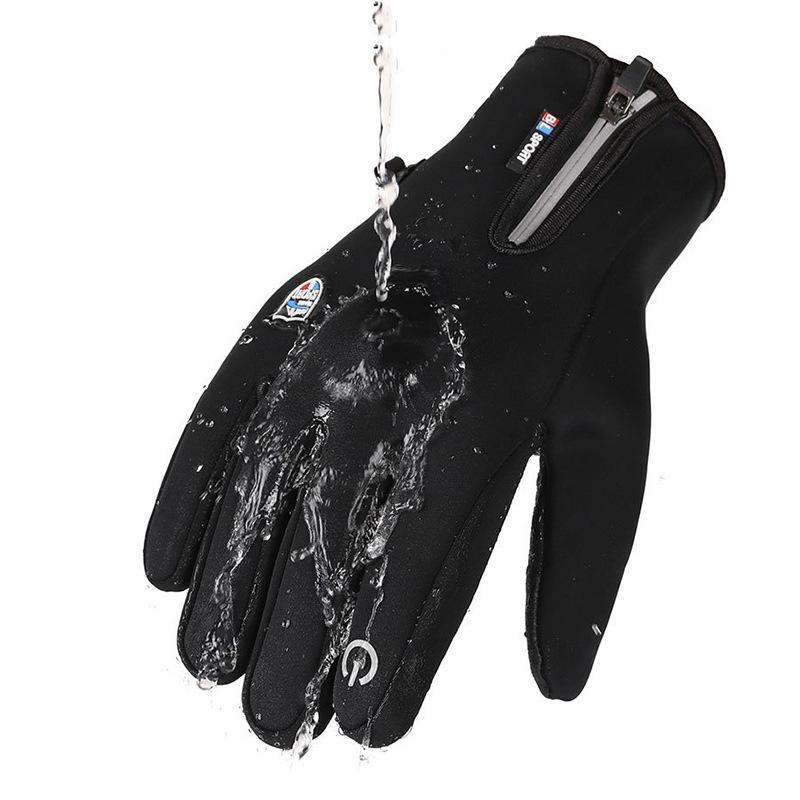 Waterproof Touchscreen Cycling Gloves with Zipper - Insulated for Autumn and Winter