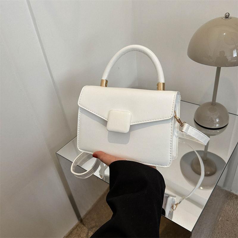 Elegant Pu Leather Small Square Bag Lock Clasp Trendy Handheld Tote For Women 2023