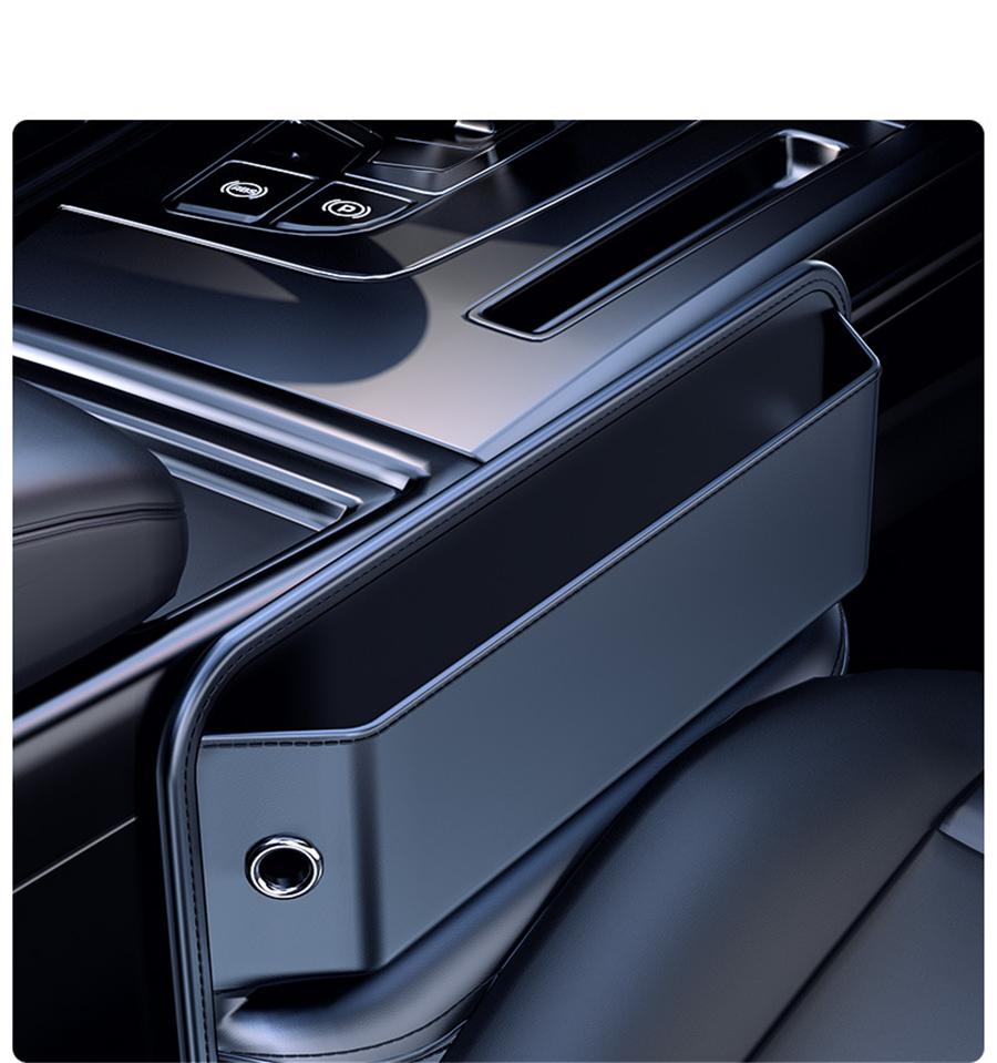 Black PU Leather Car Console Side Seat Filler Organizer Front Seat Gap Organizer