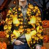 Men's Halloween Print Corduroy Warm Blazer Jacket with Pockets Casual Suit Coat Cardigan for Fall and Winter Wear