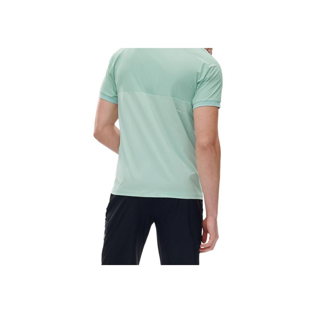 Fila Solid Color Logo Simple Casual Sports Short Sleeve Polo Shirt Men Polo Shirts Green A11M221126F-TQ