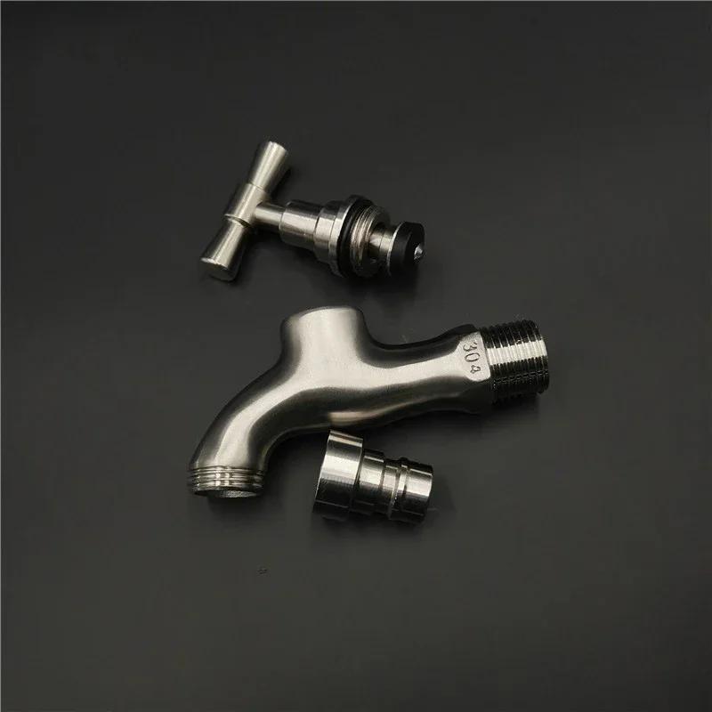 Bathroom 304 Stainless Steel Faucet Wall Mounted Outdoor Bibcock Garden Wash Basin Mop Faucet Wall Faucet