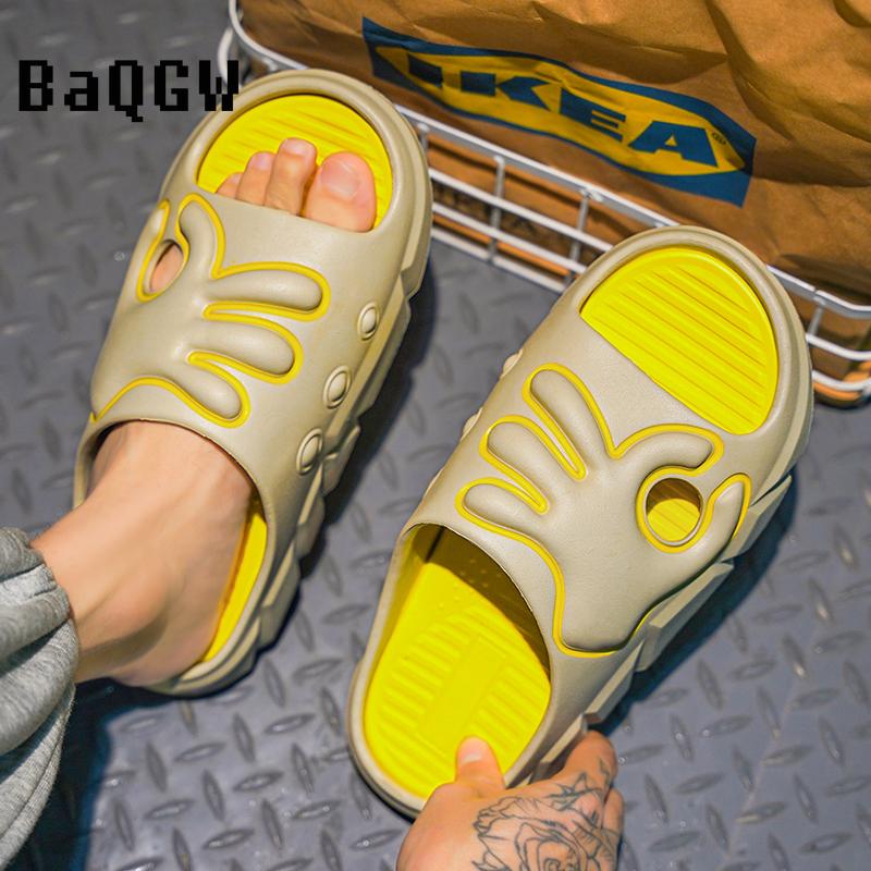 Summer Slippers Men Women Indoor Eva High Soft Bottom Sandals Open Toe Trend Slides Light Beach Shoes Slippers Home Size 36-45