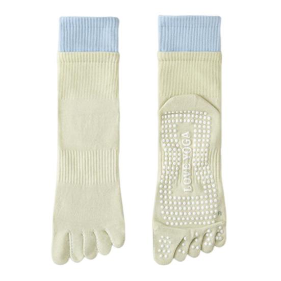 1 Pair Yoga Toe Socks with Non-slip Gripper Breathable Moisture-Wicking Ballet Dance Fitness Pilates Athletic Gym Sports Mid-calf Socks