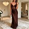 Europäisches und amerikanisches Temperament elegantes tief ausgeschnittenes Trägerkleid, sexy Spice Girl Spitzenpatchwork durchsichtiges rückenfreies Kleid