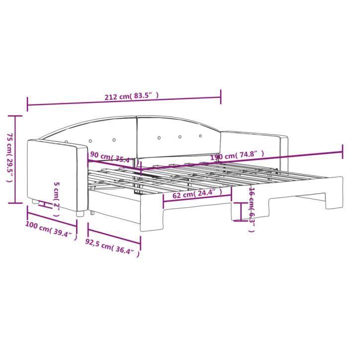 VidaXL Daybed with Trundle Bed Black 90x190 Cm Velvet 3197316