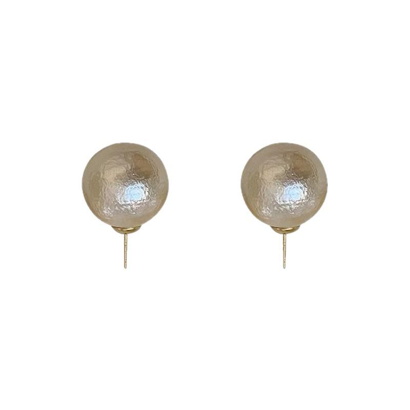 Hepburn Retro Cotton Big Pearl Stud Earrings Femininity Earrings French Light Luxury High-End Earrings