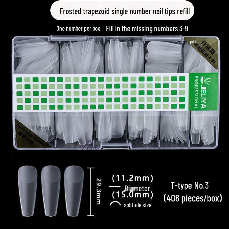 Nail Salon Exclusive: Medium-Long, Ultra-Thin, Traceless, Frosted Nail Tips - No Filing Needed, Sizes 3-9