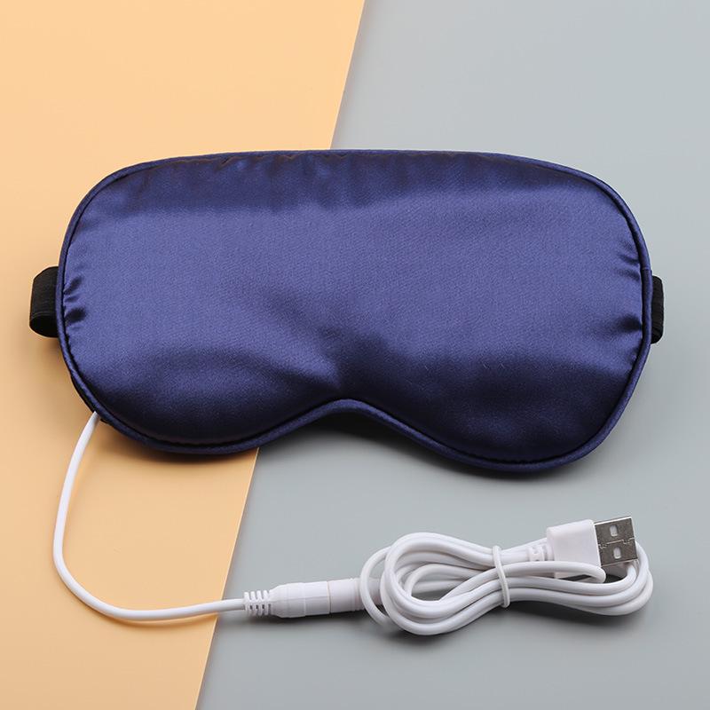 Rechargeable USB Faux Silk Eye Mask with Aroma Bag - Light Blocking, Hot Compress, Relieves Eye Fatigue, Breathable and Soothing for Women.