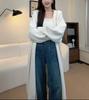 Live stream explosion Lazy wind hooded knitted cardigan women's medium and long autumn and winter new Korean sweater jacket coat