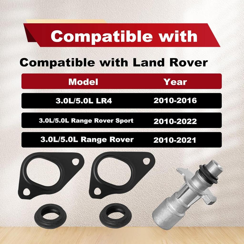 R028136 Aluminium-Ölkühler-Adapter-Kit mit doppelten Wasserpumpendichtungen Kompatibel mit 2010-2016 Land Rover LR4, 2010-2021 Land Rover Range Rover