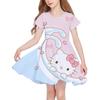 Summer New Girls Short-Sleeved Dress Hello Kitty 3D Printed Children's Fishtail Skirt Casual