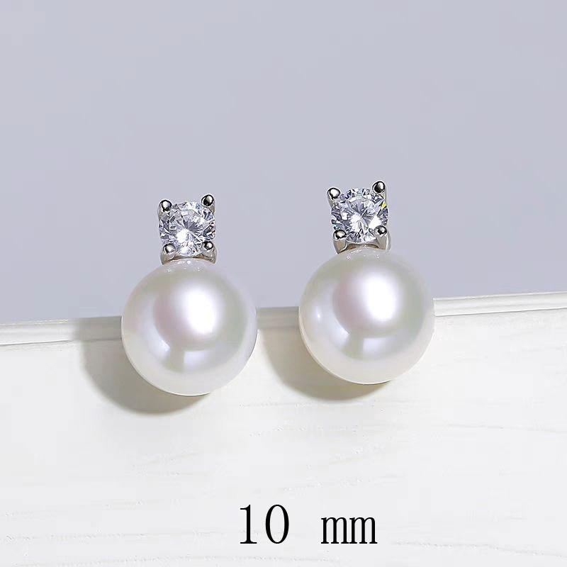 Senlissi-New Fashion Lofty 8-12mm Freshwater Pearl Stud 18k Earrings for Women S925 Sterling Silver Jewelry Girlfriend Gifts