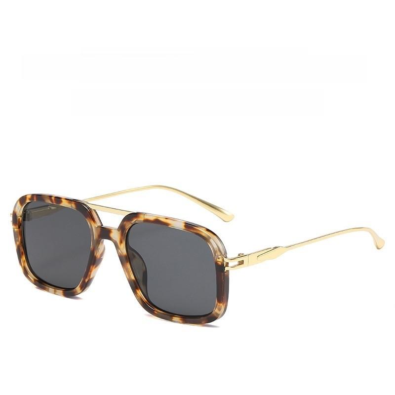 Retro Double Beam Square Glasses Men Outdoor Uv400 Sunblock For Driving And Sports