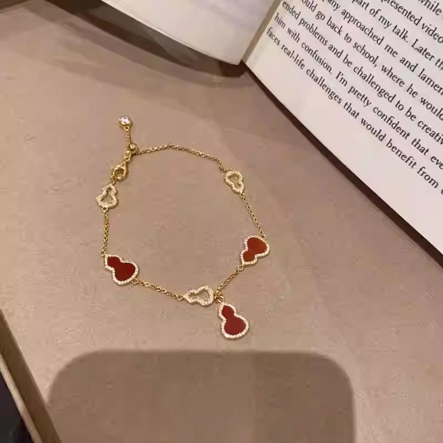 24k Zircon Acetic Acid Board Gourd Pendant Bracelet New Chinese Fashion Light Luxury Bracelet Simple Jewelry