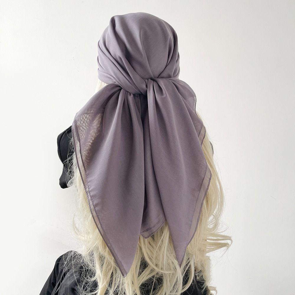 Solid Color Silk Scarves Thin Soft Fabric Bandana Scarf Elegant Square Scarves Head Covering