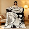 Art B-Black a-and W-White Floral Throw High-Density Short Plush Blanket Soft Skin-Friendly for Sofa Nap Air-Conditioned Room