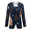 Women's Fashion Christmas Print Crewneck Long Sleeve Pullover Top for Casual Holiday Wear