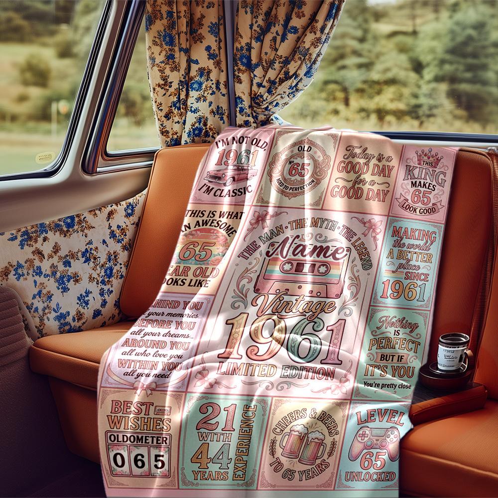 Elegant Butterfly And Floral 65Th Birthday Celebration Blanket Personalized Name Soft Comfortable Stylish Blanket Car Blanket Perfect For Travel