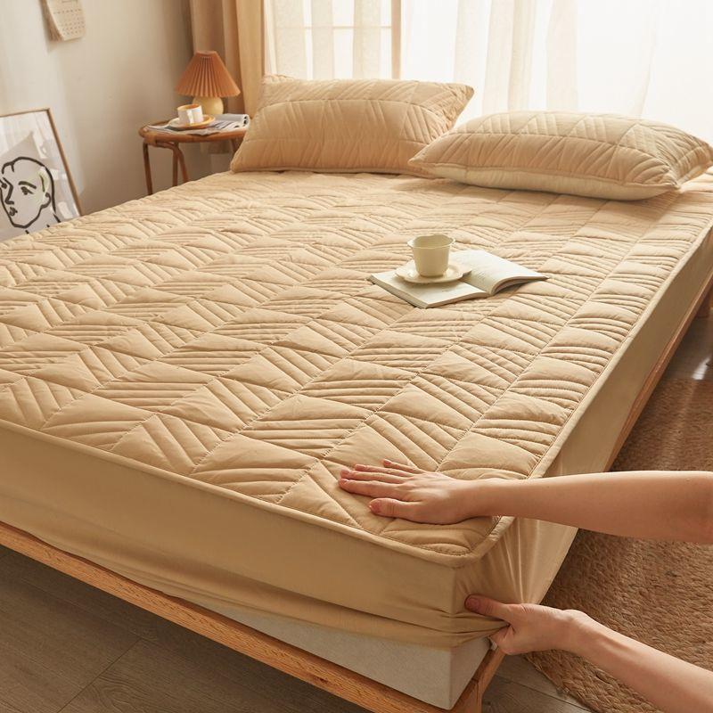 Set 3 buc Topper Saltea Matlasat Moale Respirabil din Latex cu Set Fețe de Pernă, Protector Saltea Lux Minimalist Scandinav din Latex