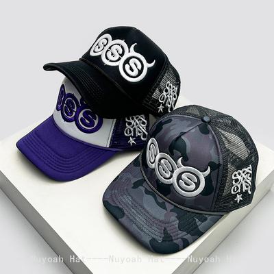 New Unisex Personal Devil Horns Letters Embroidery Baseball Hats Breathable Mesh Sunshade Hip Hop Trucker Caps Versatile Outdoor