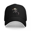 Cute Opossum Holding Flower Black Baseball Cap with White Trim Fun Animal Design for Casual Wear and Outdoor Activities