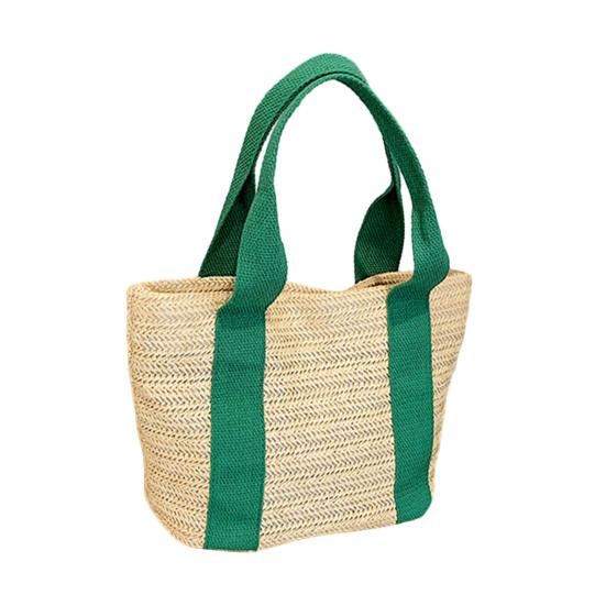 Женская соломенная сумка-тоут ручной работы многоразовая летняя сетчатая пляжная сумка зелёный