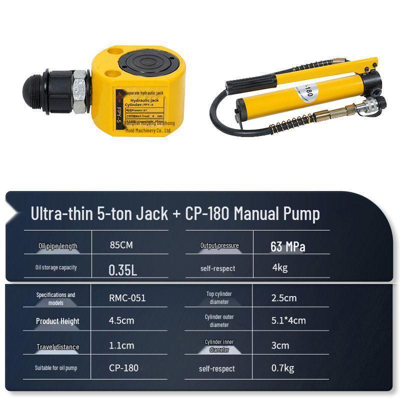 Split Ultra-Thin Hydraulic Cylinder: 5T, 10T, 20T, 30T, 50T, 100T - Extended and Short Types