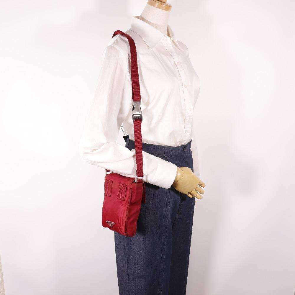 PRADA 2WAY waist bag Shoulder Bag MV583 CERISE Red Nylon Women Used