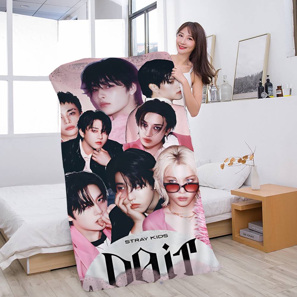 S-StrayS COOL K-Kids Kpop Microfiber Blanket Quick Drying Beach Towels Oversized Printing Super Absorbent Pool Towel Blanket