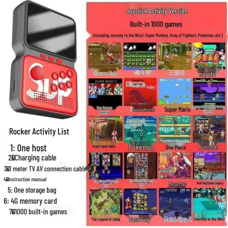 

Классическая аркадная портативная игровая консоль King of Fighters - Ностальгичное и доступное электрическое игровое устройство Red - HD Screen Arcade 900 Games