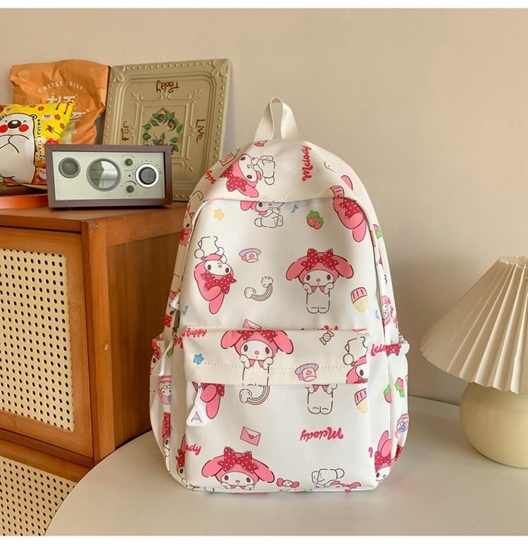 Trendy Lightweight Nylon Backpack For Middle And High School Students In Pink And White