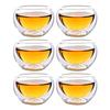 1/6pcs Glass Kung-Fu Tea Cup Set Reusable Drinking Tea Glass Gift For Chirstmas Double Layer Design Reusable