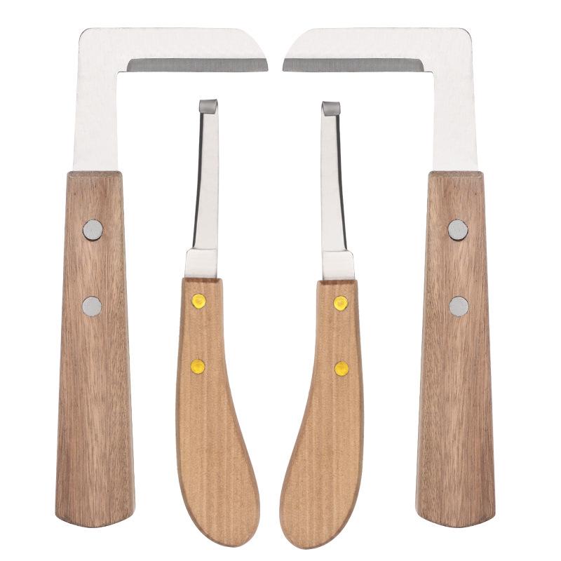 Veterinary Hoof Trimming Tool Set: L-Shaped Knife, Straight Knife, Pliers for Cow, Horse, Sheep & Donkey. Left & Right Hand Use.