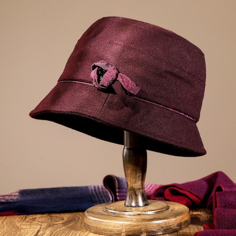 

Medium old man hat women s wool basin hat fleece warm grandma old lady bucket hat autumn and winter thickened top hat One Size темно-фіолетовий колір