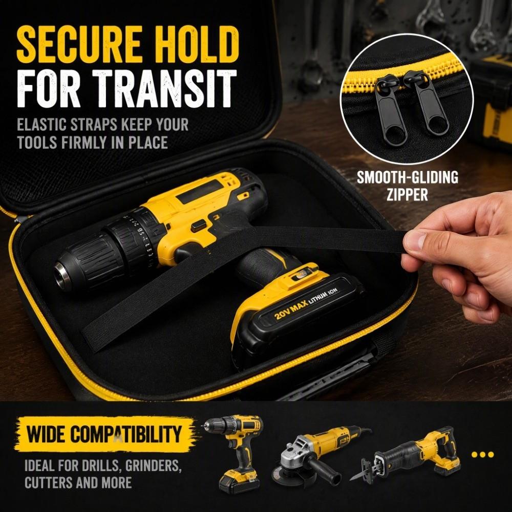 Square Shape Hard EVA Case Yellow Border Tool Box Organizer Outdoor Working