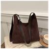 Fashion Solid Color Suede Shoulder Bag For Women With Magnetic Closure And Cell Phone Pocket